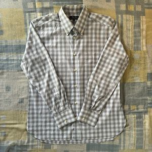 Amalfi Coast Exclusive "Stanley Korshak"  Striped Blue & Gray Plaid Mens XL